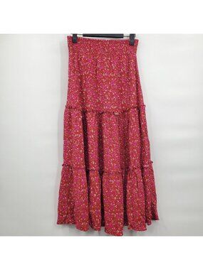 Market & Spruce Sintra Tiered Maxi Skirt Women Size XS P NWT Dark Pink